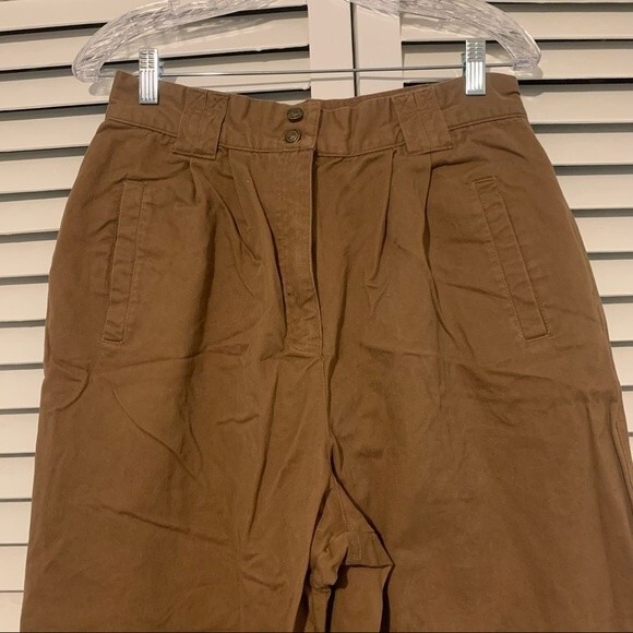 Vintage Roo Crossing size 14 Brown Paper Bag Ankle Length Pants 100% Cotton - Picture 2 of 12